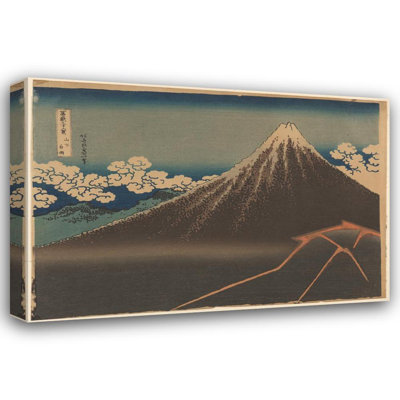 «Rainstorm Beneath the Summit» par Katsushika Hokusai - Art mural sur toile tendue avec châssis