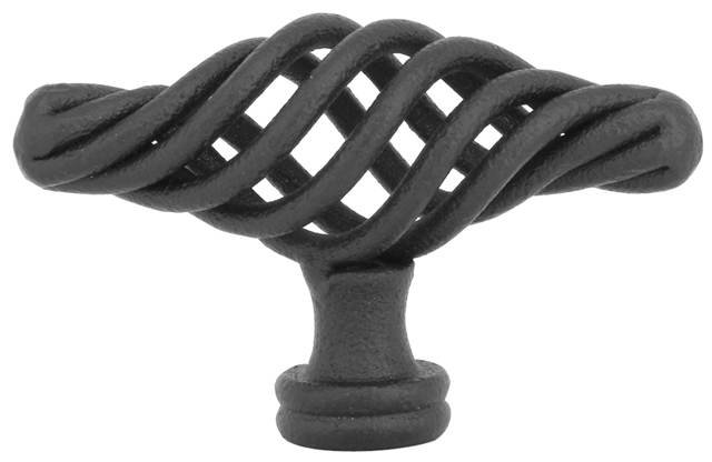 Bastogne Oversized Birdcage Knob, 3.375" H x 1.1875" W x 2" D, Flat Black Steel