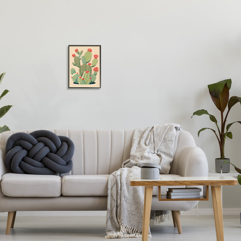 «Prickly Pear Cactus Botanicals», impression encadrée sur bois par Ziwei Li, Giclée encadrée noir minuit