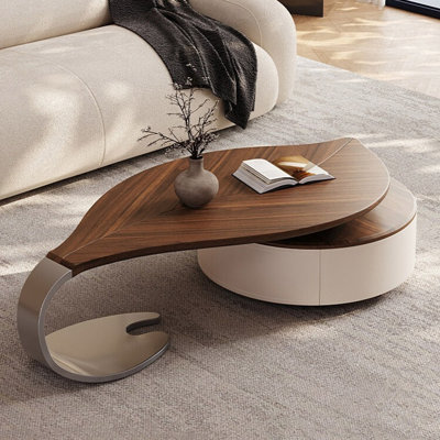 Solid wood creative stainless steel tea table
