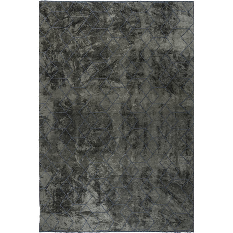Rapture Geometric Flatweave/Machine Woven Acrylic/Cotton/Rayon Charcoal Gray Area Rug, Rectangle 7'10" x 9'10"