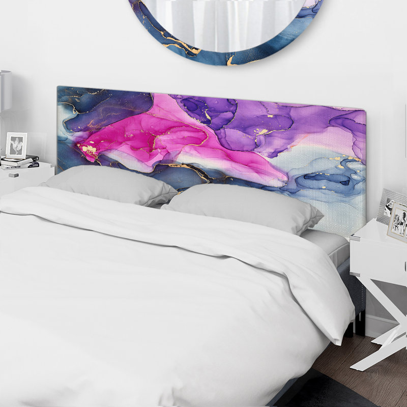 Tête de lit tapissier Chantile, Grand, Abstrait bleu marine abstrait / rose