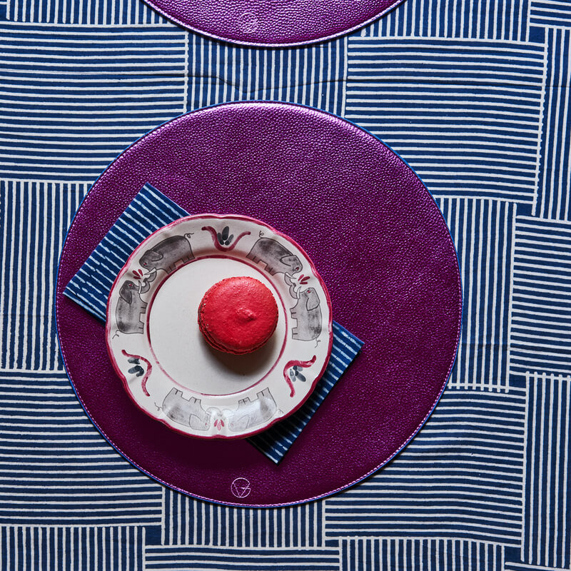Napperons réversibles métalliques - bleu et magenta, Bleu / magenta