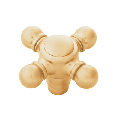 Fuller Collection Designer Knob - 2-1/8" x 2-1/8 " Cabinet Knob Brushed Golden Brass - Traditional Hardware for Drawers & Cabinets