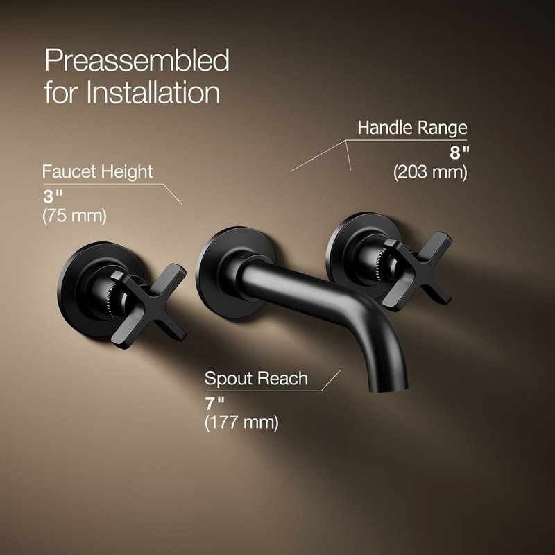 Castia by Studio McGee Wall-Mount Bathroom Sink Faucet Trim 1.2 GPM, Matte Black