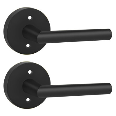 Mannequin de levier de porte noir, levier de porte noir mat en alliage de zinc, mannequin de porte anti-rotation pour couloir de garde-robe (2 pièces / 1 paquet)