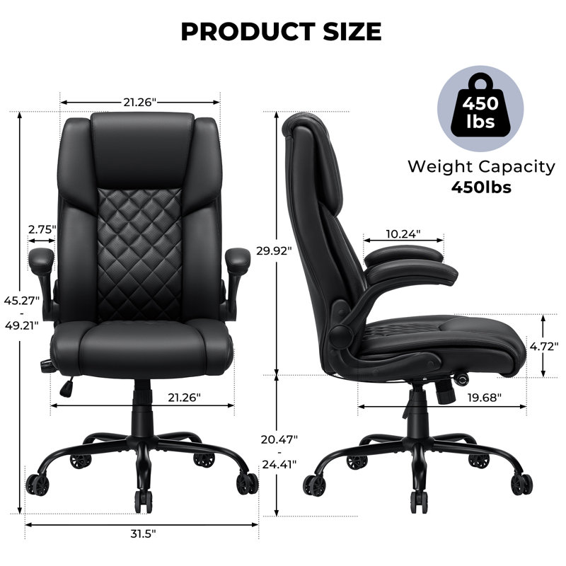 George Oliver Ergonomic Executive Chair with Adjustable Lumbar Support, Black