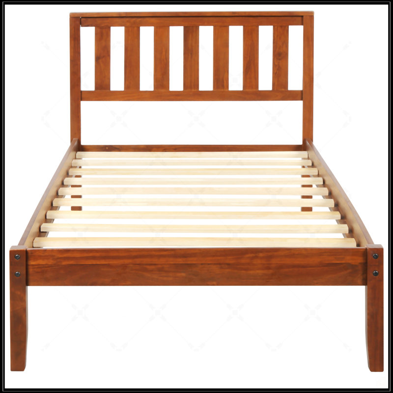 Lit plateforme en bois avec tête de lit / support en lattes de bois