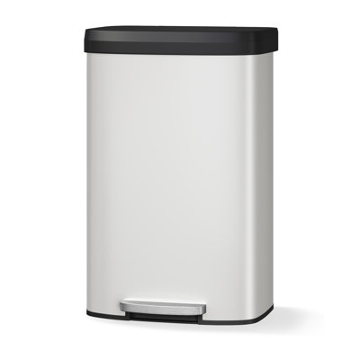 Poubelle de cuisine en acier inoxydable 80L / 21 gallons GarveeHome - grande poubelle à pédale, couvercle à fermeture en douceur, contrôle des odeurs, rebord de doublure, poignée arrière pour bureau à domicile - sans seau intérieur - Couleur: blanc