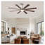 Ventilateur de plafond 72 pouces en nickel brossé rétro avec lumières DEL et pales en bois massif Farmhouse
