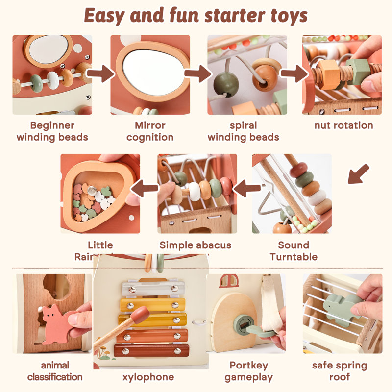 Cube en bois 8-en-1 pour tout-petits