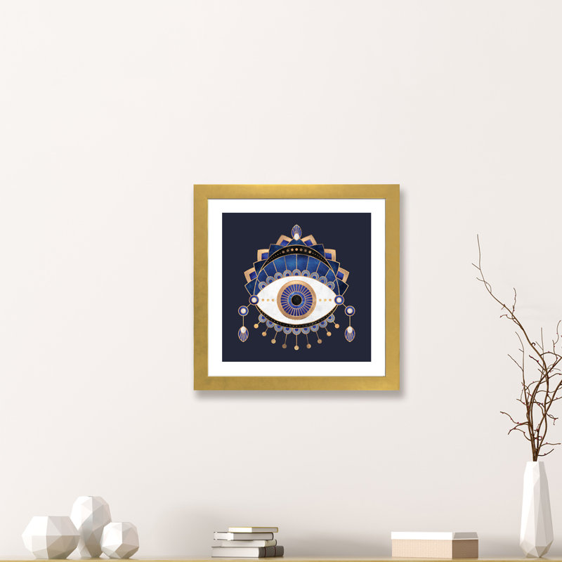 «Blue Eye» par Elisabeth Fredriksson - impression d'art graphique, H 16 po x l 16 po x p 1 po, Papier encadré noir