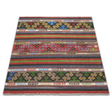 One-of-a-Kind Hand-Knotted 1960s 3'11" x 4'9" Wool Area Rug in Red/Gray/Green