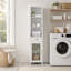 Baily Freestanding Bathroom Linen Tower Storage Cabinet with Glass Door, Drawer, Open Shelves & Adjustable Shelves, White