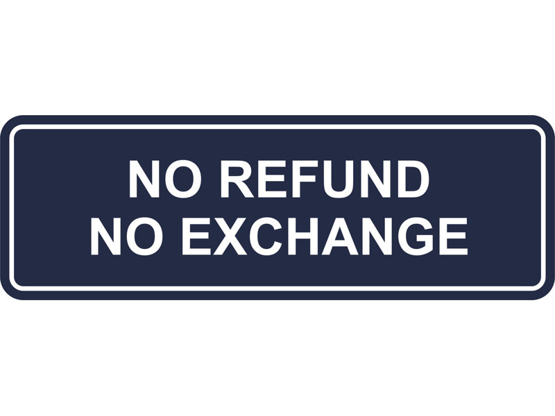 Signe standard sans remboursement ni échange (or noir) - grand, H 1 po x l 7 po x P 2,5 po, Bleu marine / blanc