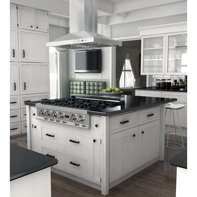 36" 400 CFM Convertible Island Range Hood, 36" W, Stainless Steel