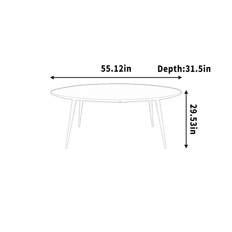 Bureau de conférence elliptique, réception blanche simple, H 29,53 po x l 55,12 po x P 31,5 po