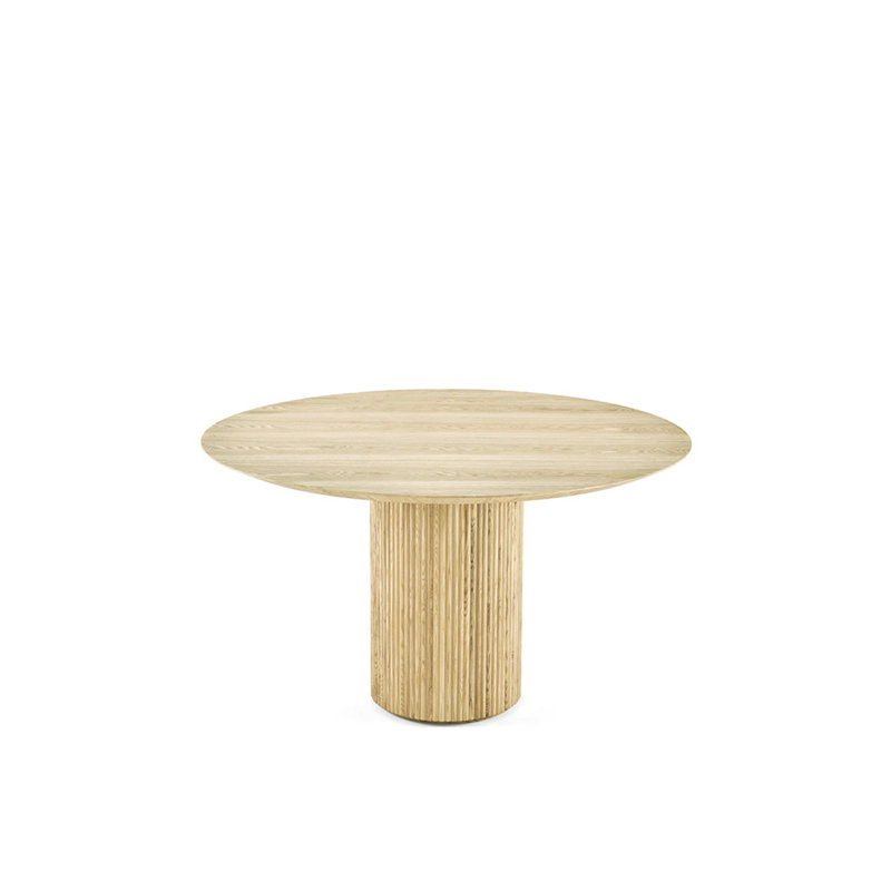 Table de salle à manger ronde en bois naturel cannelé Piper