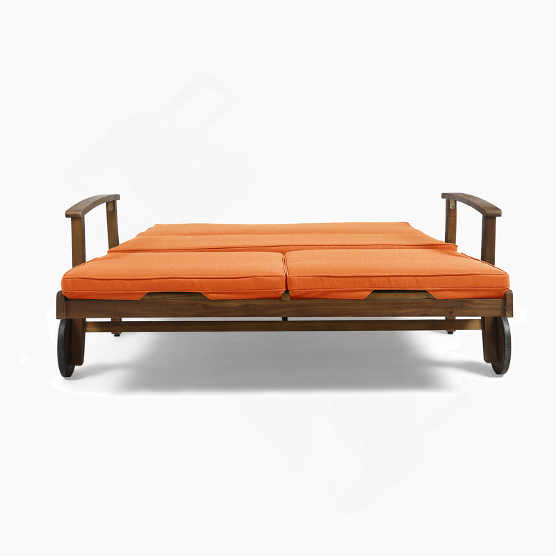 Double chaise longue de patio avec coussin, Orange