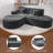 No Assembly Required Corner Sofa, L-Shape Sectional Sofa With 2 Pillows-1825002803