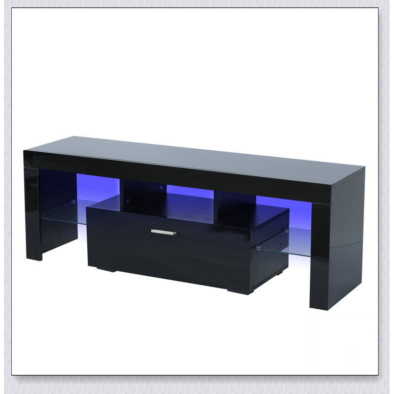 Meuble télé avec lumières DEL, H 17,7 po x L 51,2 po x l 13,8 po, Noir