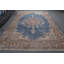 Tapis turc Anatolian rétro fait à la main en bleu marine pour salon Oushak