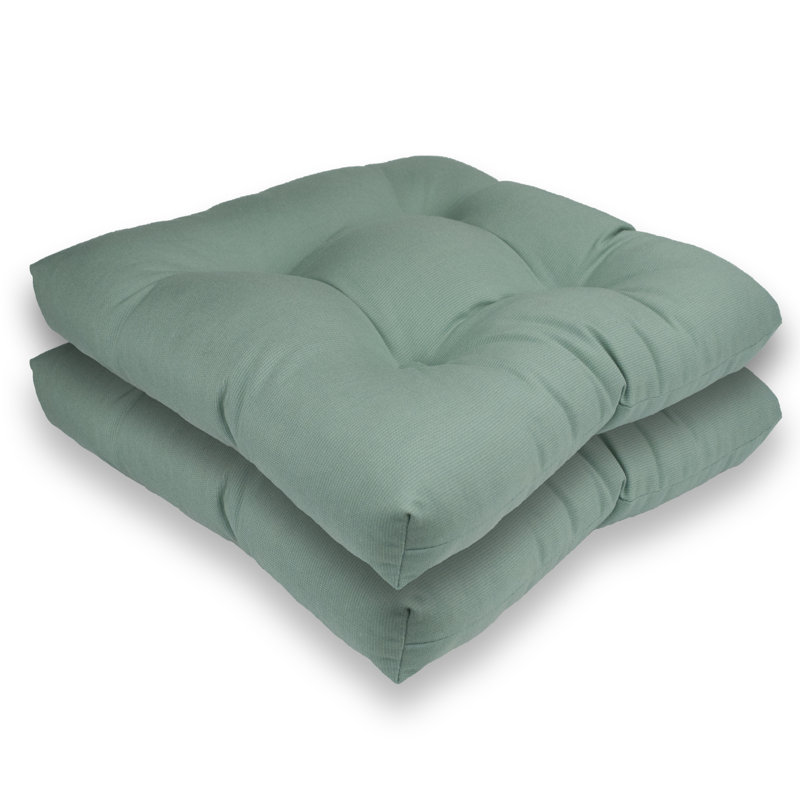 Coussin de siège d'extérieur Sunbrella Ebern Designs l 16 po x P 17 po, Brume