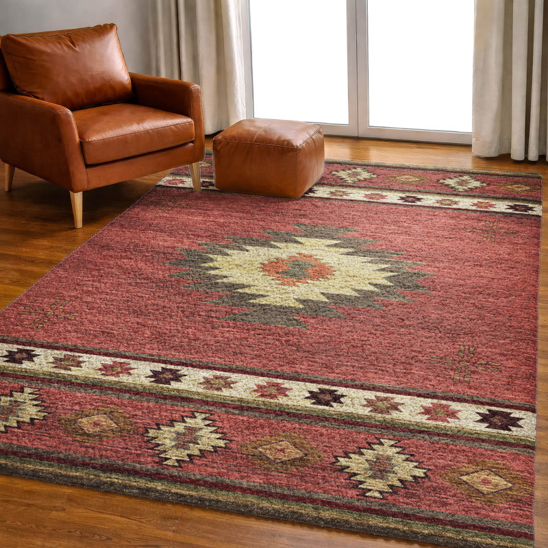Premium Machine Washable Dream Shag ADS179 Aztec Rug, 8' x 10', Spice