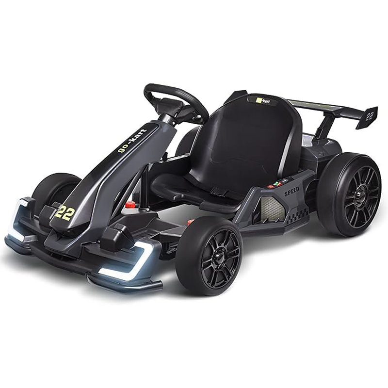 Kart électrique 24 V 7,5 MPH avec siège réglable, voiture à la dérive alimentée par batterie, Noir, noir, noir, noir