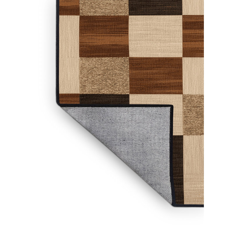 Tapis botanique brun lavable à la machine, Rectangle 8 pi x 12 pi