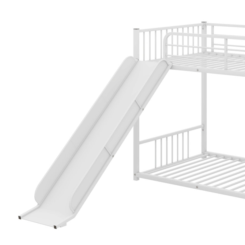 Lit superposé en métal avec glissière, Blanc