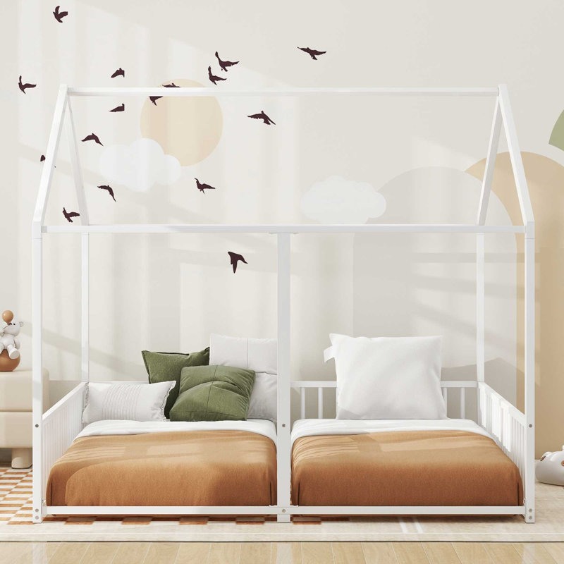 House Platform Beds,Shared Beds, Antique White