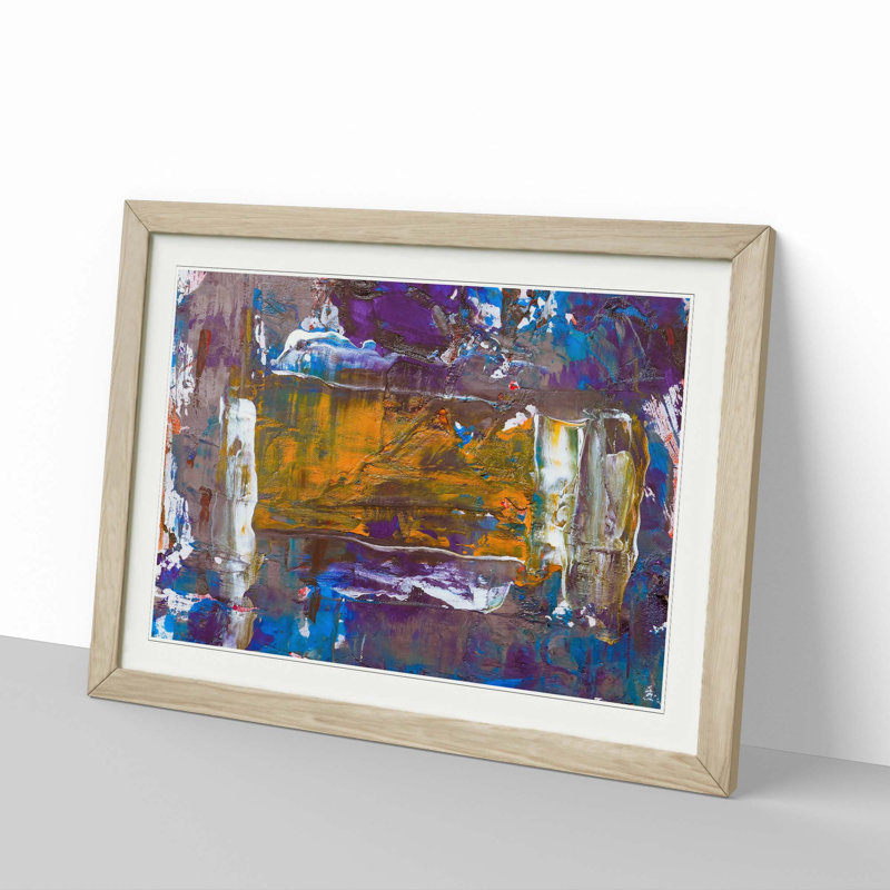 Abstract Art Painting Vol.143 by S.Johnson - Picture Frame Painting Print, 48cm H x 65cm W x 2cm D, Oak Framed