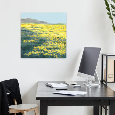 Field Of Golden Blossoms Abstract Contemporary Landscape Nature Wall Art