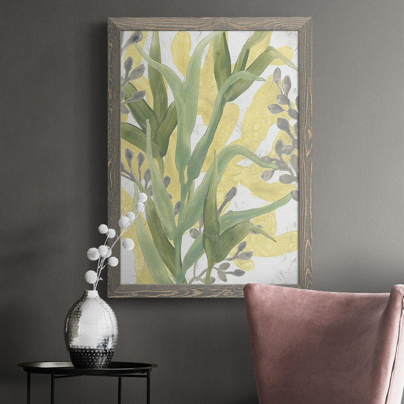 Fresque de l'herbe de mer Ogawa II, H 37,5 po x l 27,5 po x P 1 po, gris