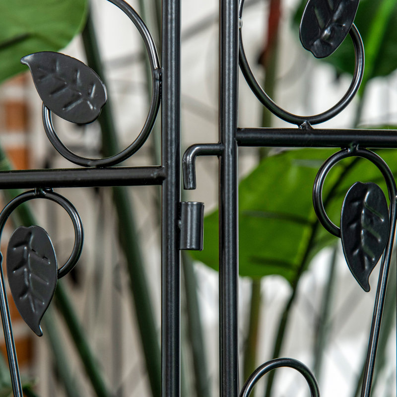 Outsunny 43'' Black Metal Garden Fence with Decorative Scrollwork