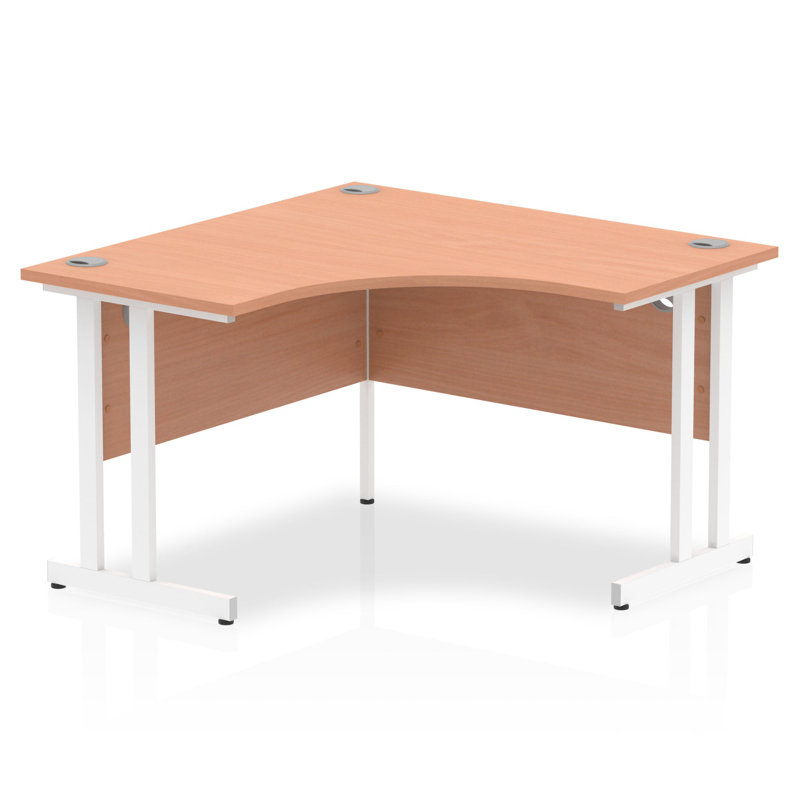 Impulse L-Shape Computer Desk, Beech/White, 73cm H x 160cm W x 120cm D, Left Hand Facing