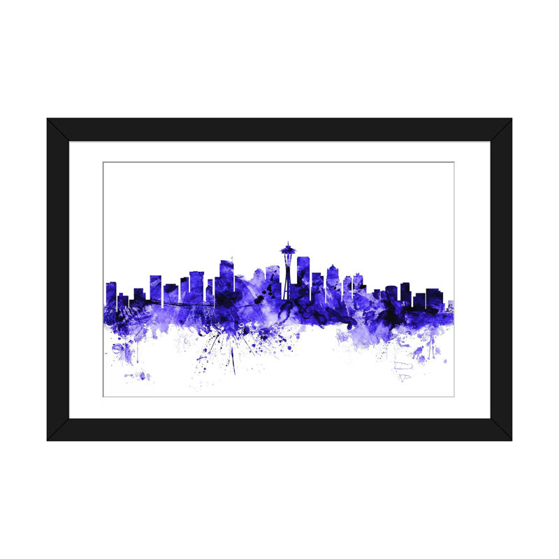 « seattle, washington horizon » par michael tompsett, reproduction d’impression sur toile tendue, H 24 po x l 32 po x P 1 po