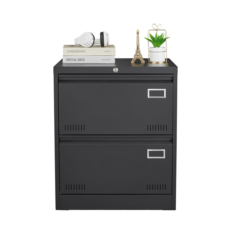 2 Drawer Metal Filing Cabinet For Home Office - Black, Widened Design Extra Document Storage, Secure With Lock File Drawers, Drawers Enhanced Organization And Storage