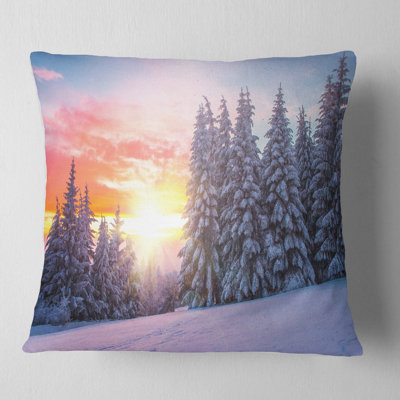 Designart 'Winter Sunset Pillow Cover & Insert