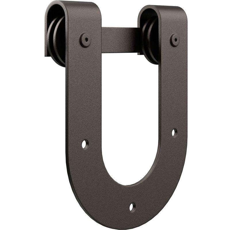 Ensemble de quincaillerie de porte de grange simple standard Premium Horseshoe Roller Hanger, Bronze texturé