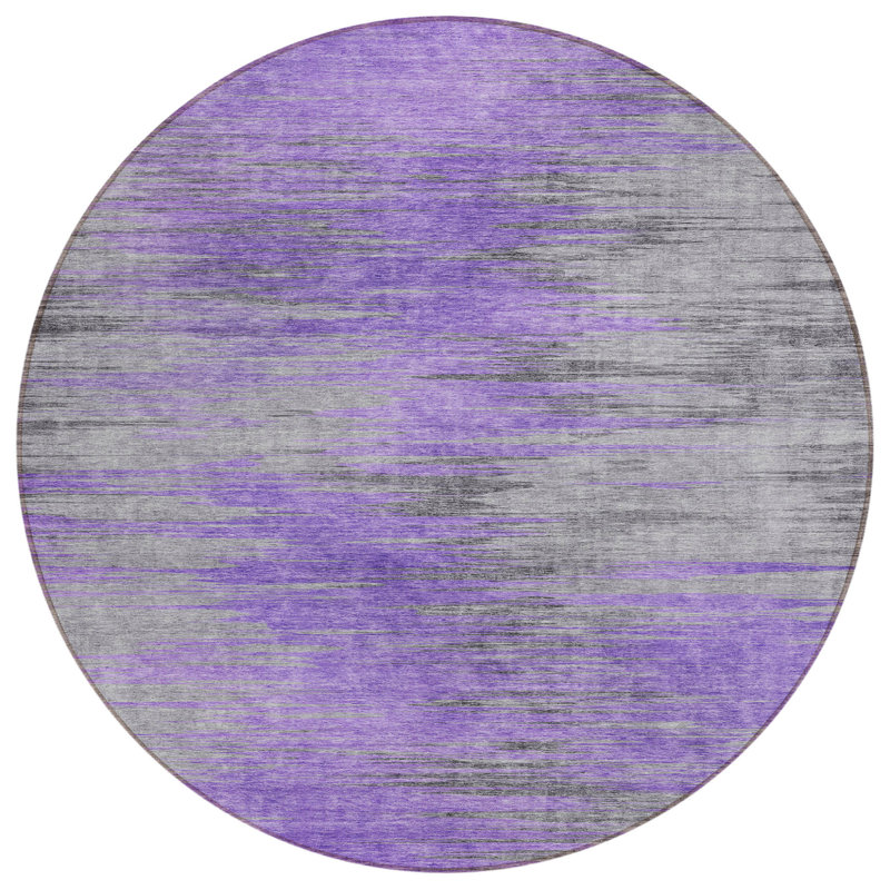 Tapis d'intérieur rond lavable abstrait gris et gris anthracite 8 pi