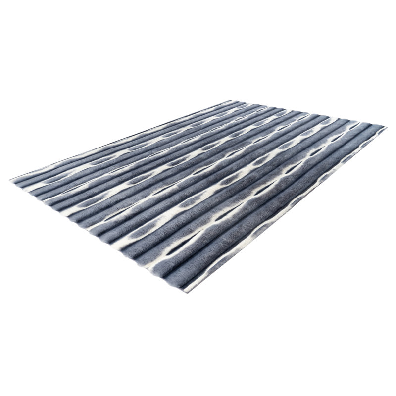 Waves Striped Hand Tufted Area Rug, Blue, Rectangular 80 x 150cm