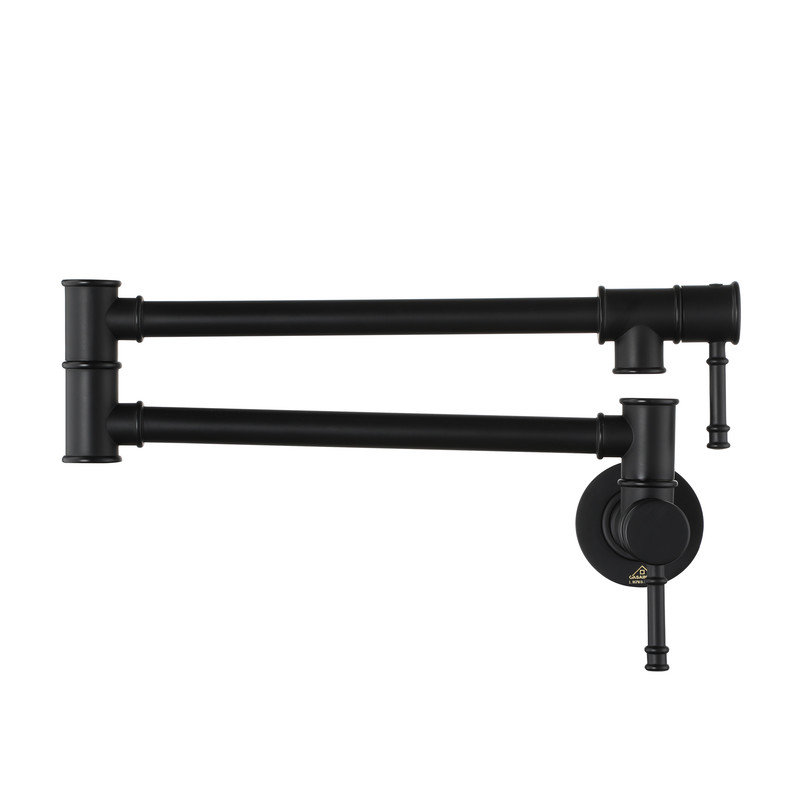 Cedar CASAINC Traditional Wall Mount Swing Arm Folding Pot Filler Kitchen Faucet, Matte Black