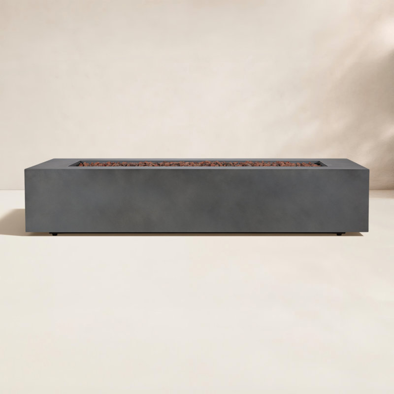 AEGEAN Propane / Natural Gas Outdoor Fire Pit Table, Weathered Slate, 14.5" H x 69.75" W x 31.75" D