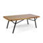 Table basse d'extérieur rectangulaire en bois d'acacia avec pieds en fer noir, centre de table en teck