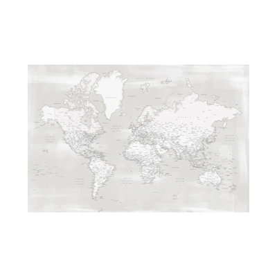 Rustic Farmhouse Style Detailed World Map Maeli Neutrals by Blursbyai - Gallery-Wrapped Canvas Giclée on Canvas