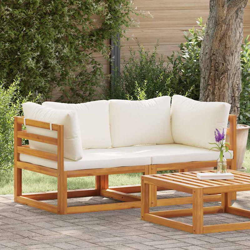 Chaise de patio avec coussins Fernley, Blanc