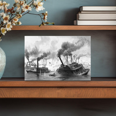 1860S June 1863 Battle Of The Rams Naval Attack Steamships On Mississippi River During Battle Of Memphis Classic Retro Vintage Wall Art