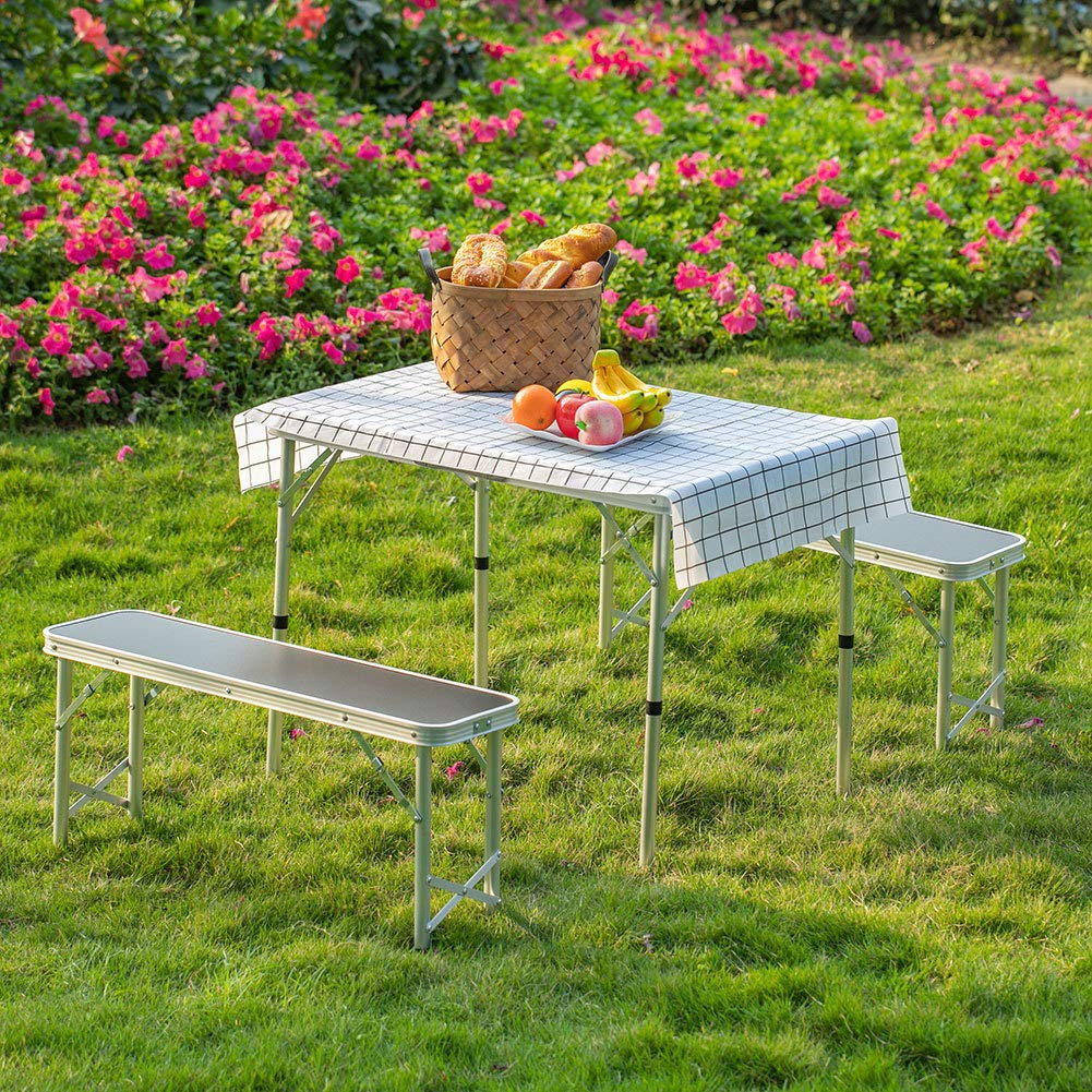 Aylo 90Cm Rectangular Portable Folding Table with 2 Chairs